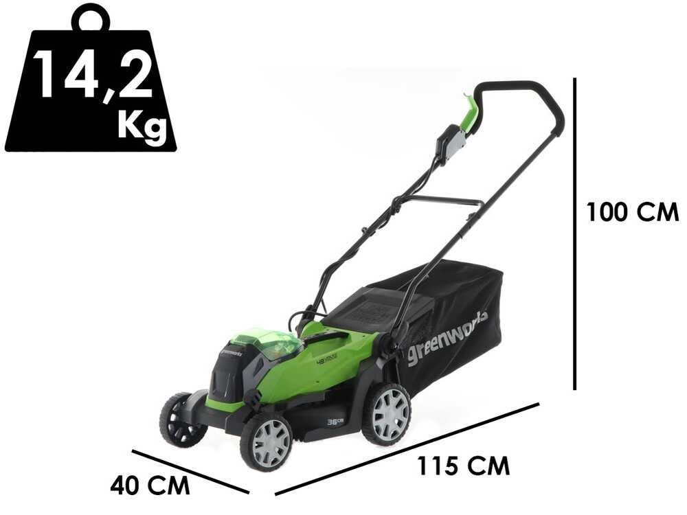 Cortacésped de batería Greenworks G48LM36 48V - 36 cm - SIN BATERÍA NI CARGADOR - Imagen 2