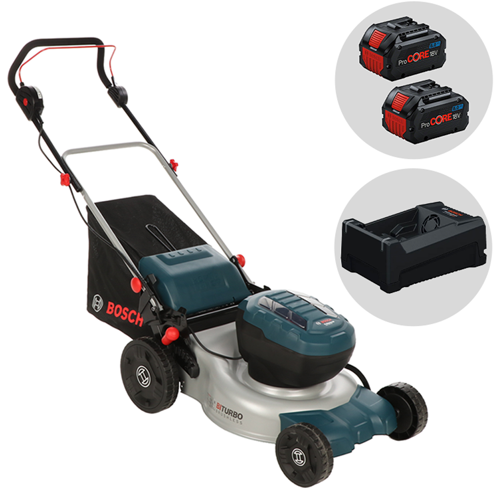 Bosch Professional GRA 18V2-46 - Cortacésped a batería 2x18 V 12 Ah + cargador rápido