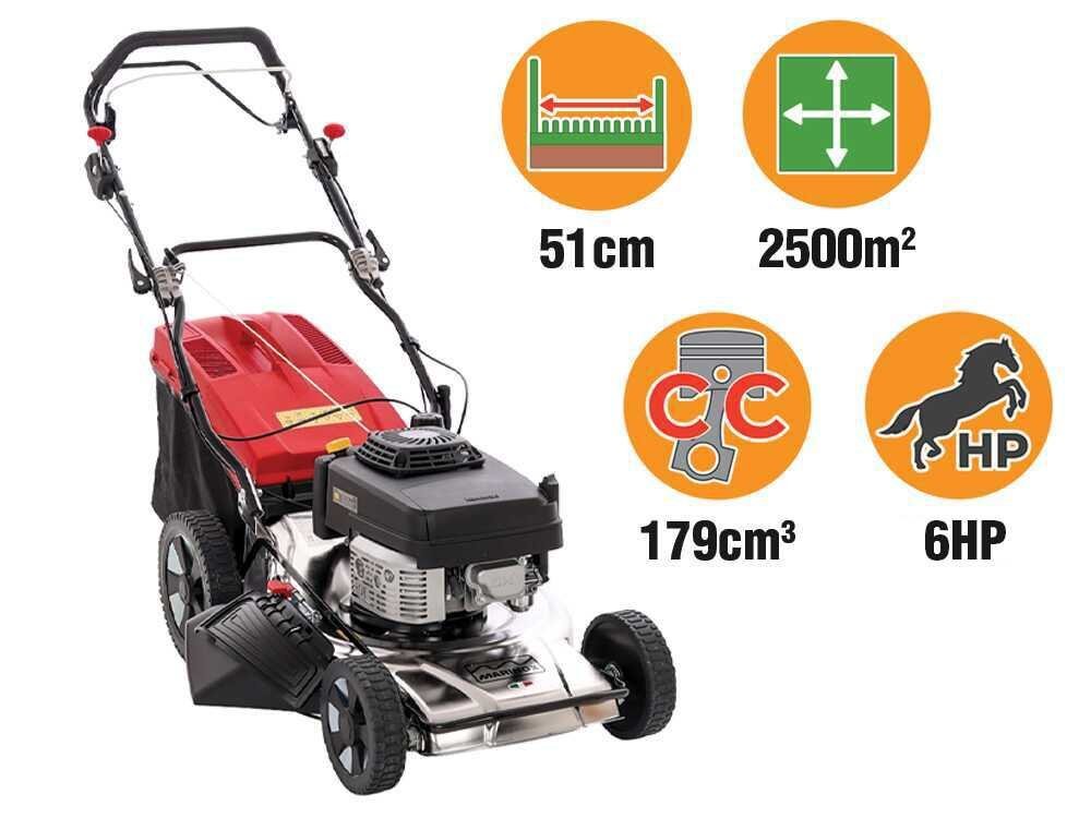 Marina Systems MX 55 SK 3V - Cortacésped de gasolina autopropulsado - Motor Kawasaki FJ180V - Imagen 5