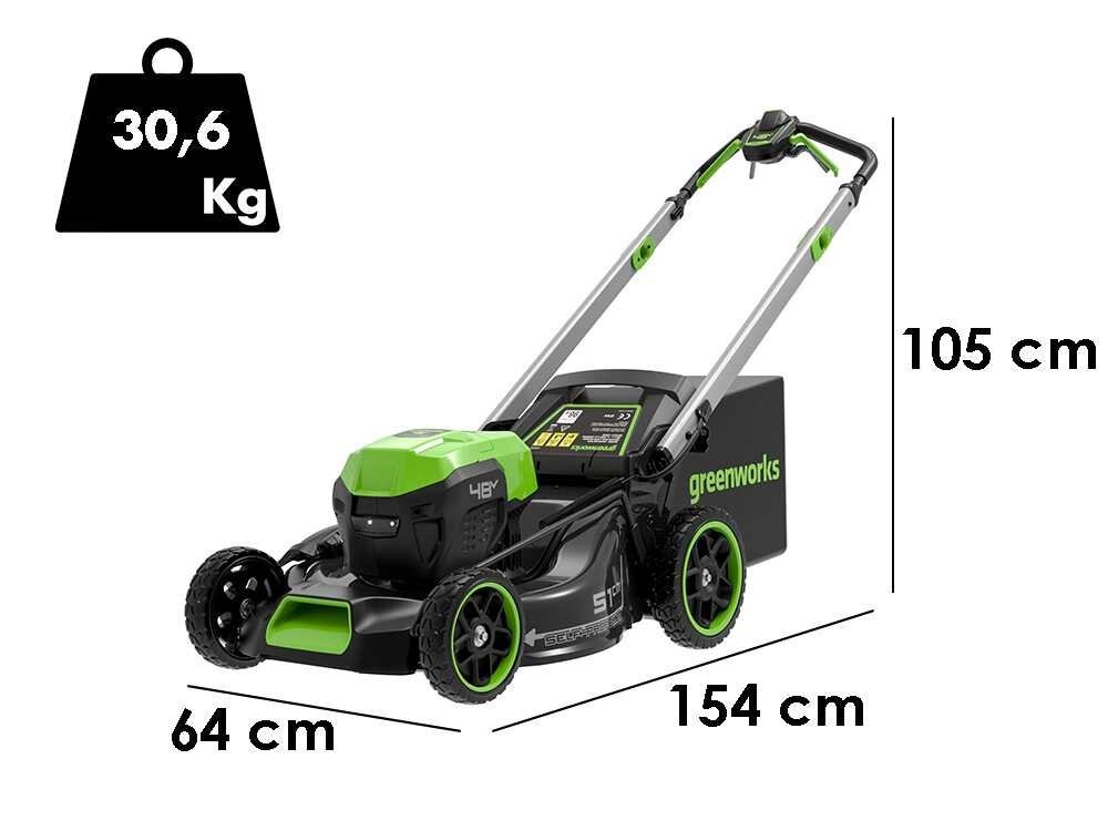 Greenworks GD48LM51SPIIK5 - Cortacésped autopropulsado de batería - 48V/5Ah - Corte 51 cm - Imagen 4