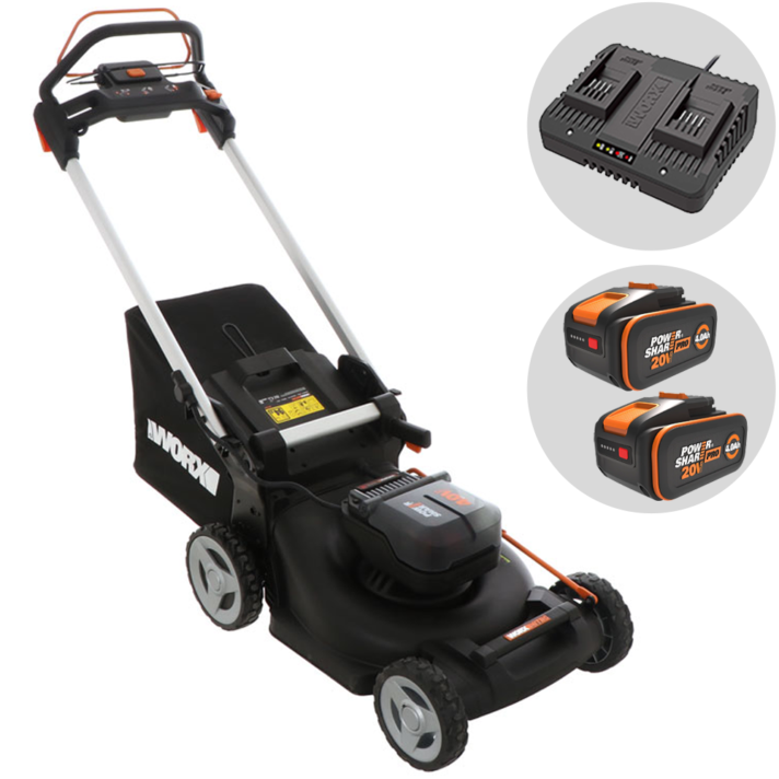 Worx Nitro WG749E - Cortacésped autopropulsado de batería - 2x20V/4Ah - Corte de 46 cm