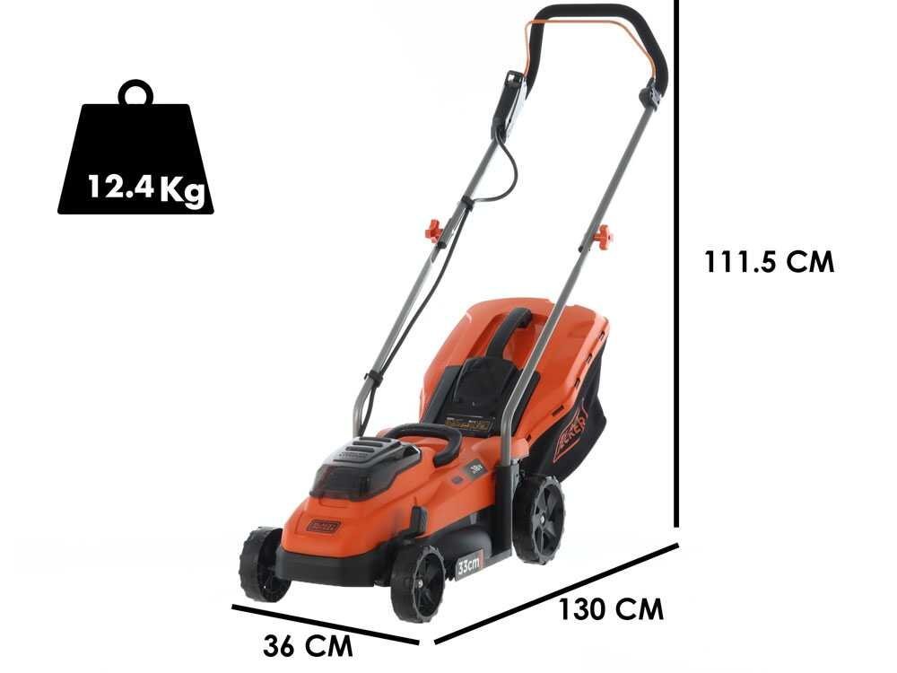 Cortacésped eléctrico de batería Black & Decker BCMW3318L2-QW - 36V 2.5Ah + batería 18V 2Ah gratis - Imagen 3