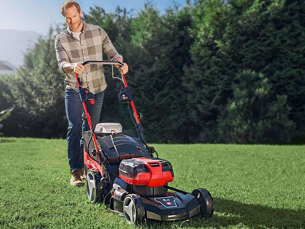 Einhell GE-CM 36/47 S HW Li - Kit - Cortacésped de batería autopropulsado - 4x18V/4Ah - Corte de 47 cm - Imagen 4