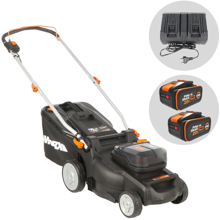 Worx Nitro WG737E - Cortacésped de batería - 2x20V/4Ah - Corte 37cm