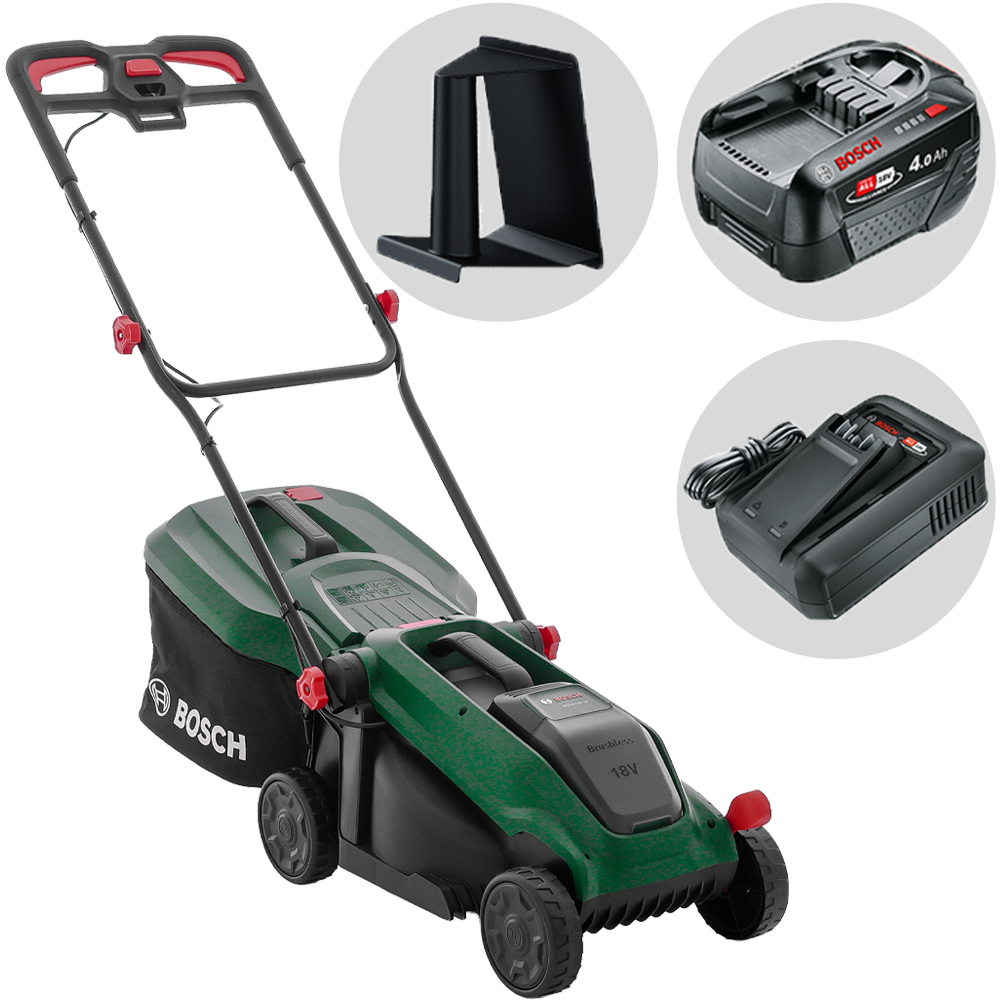 Bosch Rotak18V-34 - Cortacésped de batería - 18 V/4 Ah - Corte de 34 cm