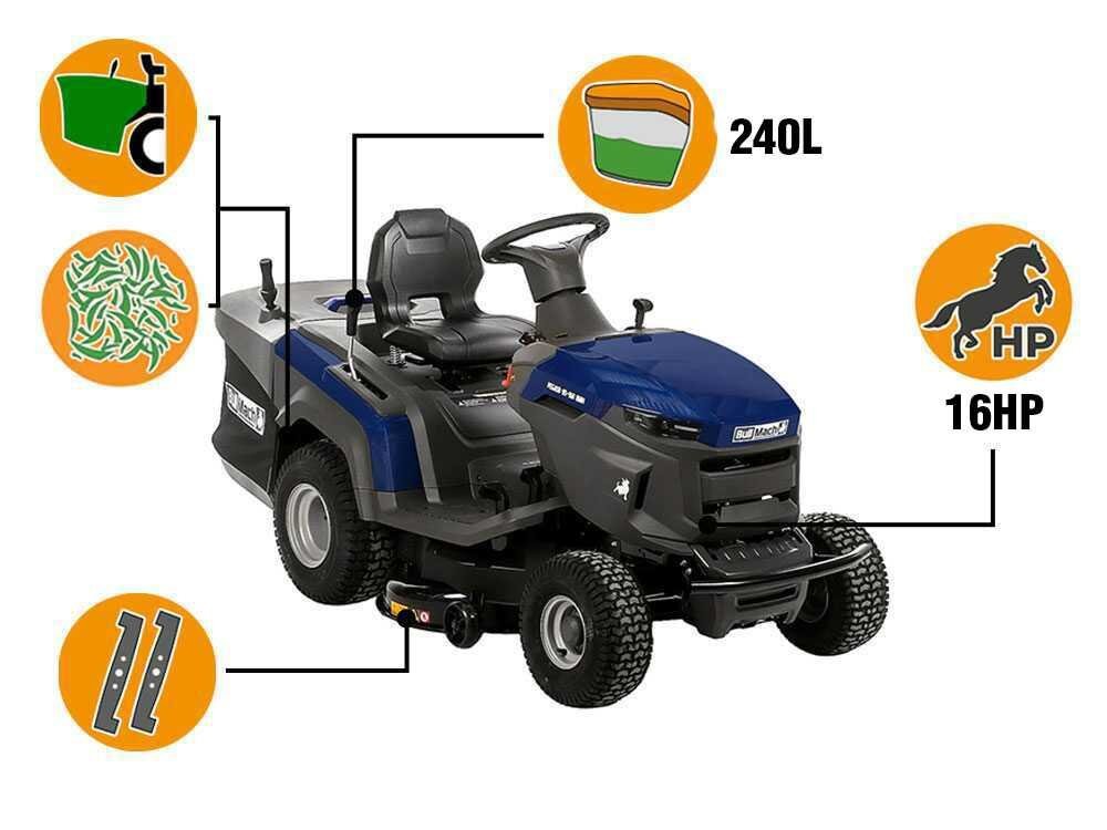 BullMach PEGASO 95-160 RMH - Tractor cortacésped con cambio hidrostático - Recogedor - Mulching - Imagen 4