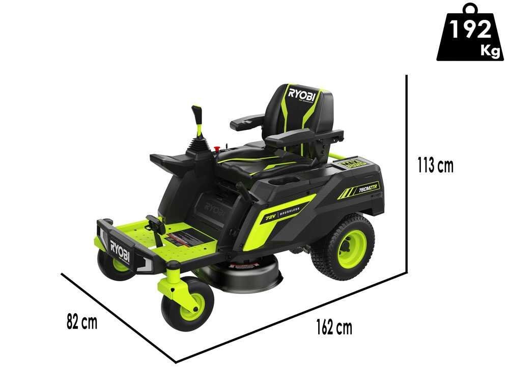 Ryobi ZTRX76 - Tractor cortacésped a batería de radio cero - 72V/20Ah - corte de 76 cm - 2en1 - Imagen 3