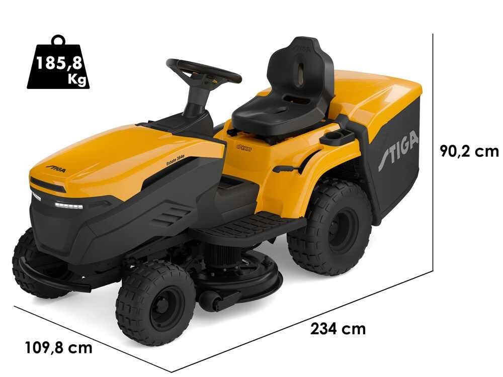 Stiga Estate 384e - Kit Tractor cortacésped con 1 módulo batería ePower Pro 56 V/40 Ah - Recogedor y mulching - Imagen 3