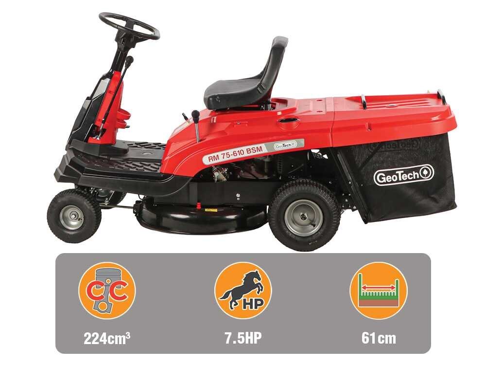 Geotech RM 75-610 BSM - Tractor cortacésped mini-rider con cambio mecánico - Motor de 224 cc - Imagen 4