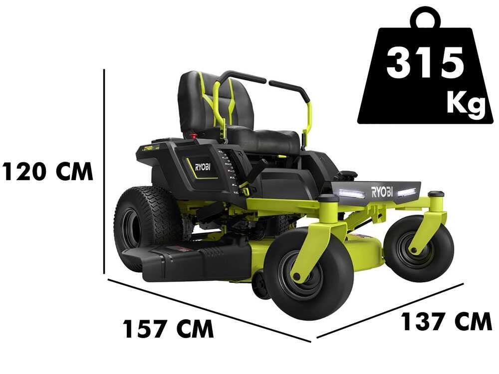 Tractor cortacésped de batería Ryobi ZTR480ex de radio cero - Motor eléctrico de batería 48V/100Ah - corte de 107 cm - 2en1 - Imagen 5