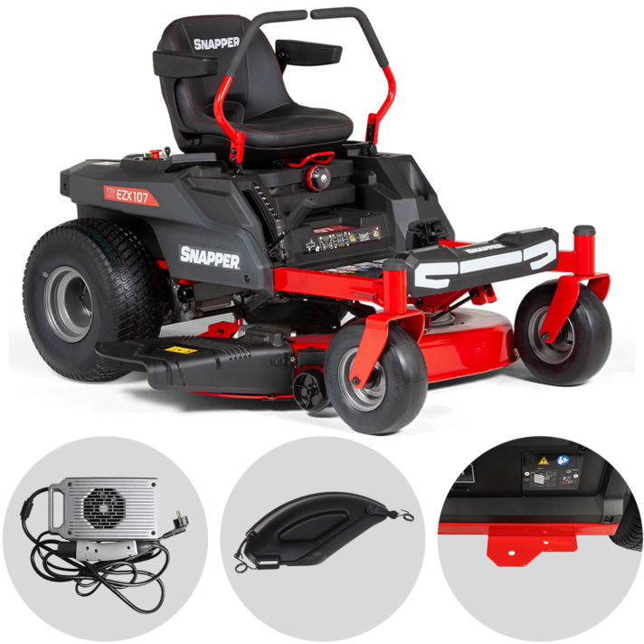 Snapper EZX107 - Tractor cortacésped a batería de giro cero - 72 V/44 Ah - corte de 107 cm - 2 en 1
