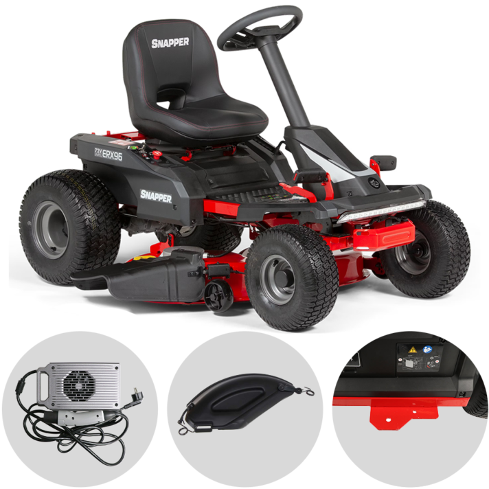 Snapper ERX96 - Tractor cortacésped a batería de 72 V/28 Ah - salida lateral y mulching