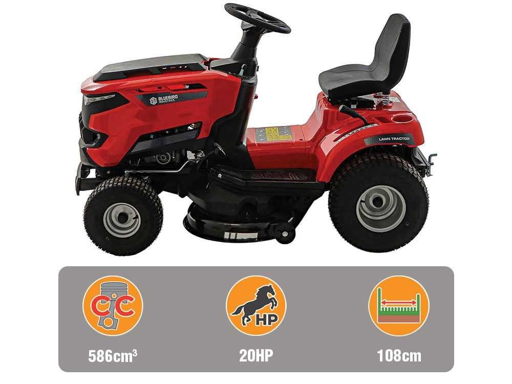 Blue Bird TR SL 108H Twin - Tractor cortacésped con cambio hidrostático - Salida lateral y mulching - Imagen 3